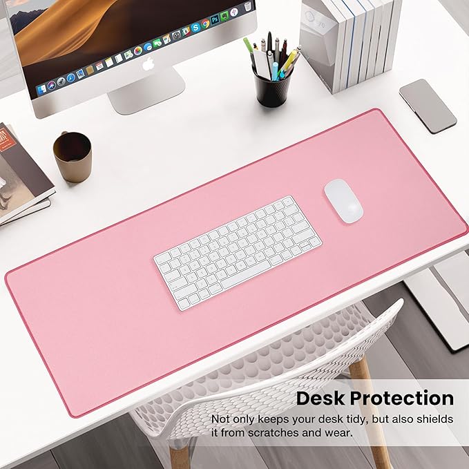 ALOANES Waterproof Mouse Pad with Durable Stitched Edge, XXXL gaming Keyboard Pad, Non-Slip Rubber Base Mouse Mat, Extended Desk pad for Gamer, Office & Home, Dark Rose Mousepad 35.4''x 15.7''x 0.12''