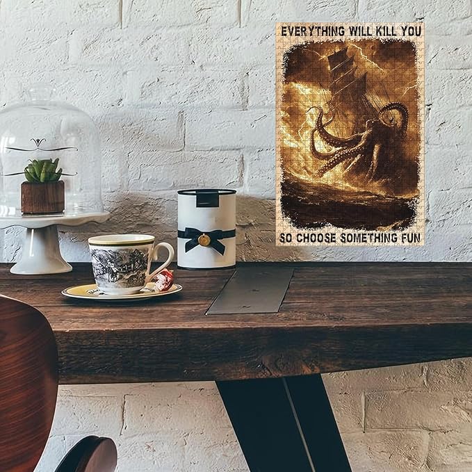 500 Piece Difficult Wooden Jigsaw Puzzle Everything Will Kill You So Choose Something Adults Kids Challenging Family Game Stress Relief Focus Tool & Educational Toy for Home Decor 20.4x15 Inch