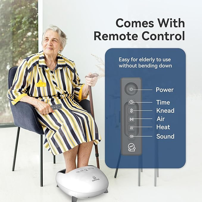 COMFIER Shiatsu Foot Massager with Heat, Kneading and Vibration Heated Foot Feet Massager for Neuropathy Plantar Fasciitis, Ideal Gift for Mom Dad Elder-Home Office Use