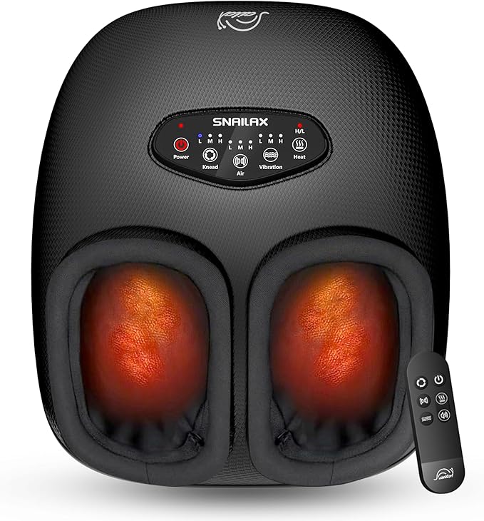 Snailax Shiatsu Foot Massager with Heat, Deep Kneading, Compression, Vibration,FSA HSA Eligible,Electric Feet Massage Machine for Plantar Fasciitis,Neuropathy,Foot Warmer,Remote Control,Size 13,Gifts