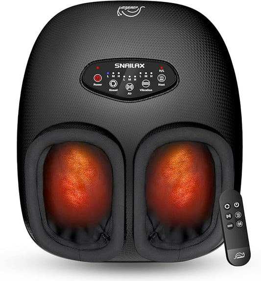 Snailax Shiatsu Foot Massager with Heat, Deep Kneading, Compression, Vibration,FSA HSA Eligible,Electric Feet Massage Machine for Plantar Fasciitis,Neuropathy,Foot Warmer,Remote Control,Size 13,Gifts