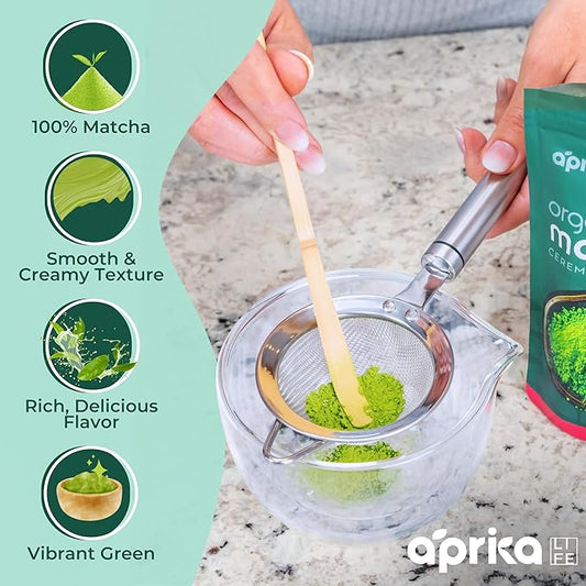 AprikaLife Organic Matcha Powder, USDA & JAS Certified, No Sugar Added, Authentic Japanese Ceremonial Grade Matcha Green Tea Powder, 1.05 oz/30g