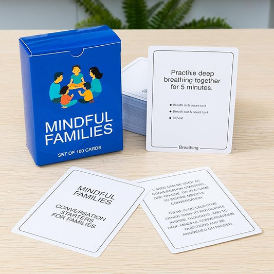 100 Mindful Families Conversation Cards – Mindfulness, Gratitude & Breathing Prompts for Self-Care at Home, Travel & Therapy