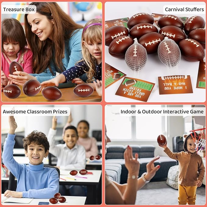 LiYiQ 24Pcs 2.36 Inch Football Stress Balls Football Party Favors for Kids Football Decorations Football Goodie Bag Stuffers for Kids Classroom Exchange