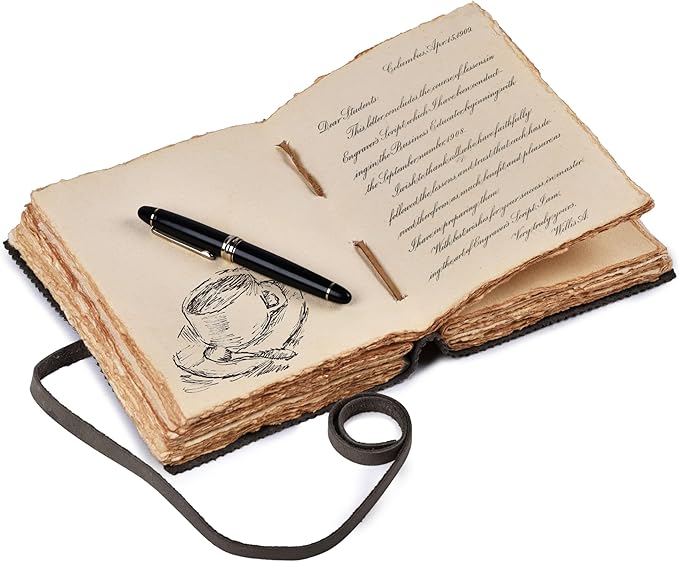 LEATHER VILLAGE Leather Bound Floral Embossed Journal for Women Men - 200 Pages, 13X8 Inches, Black - Book of Shadows, Vintage Blank Paper Travel Diary, Notebook for Writing, Drawing, Sketchbook