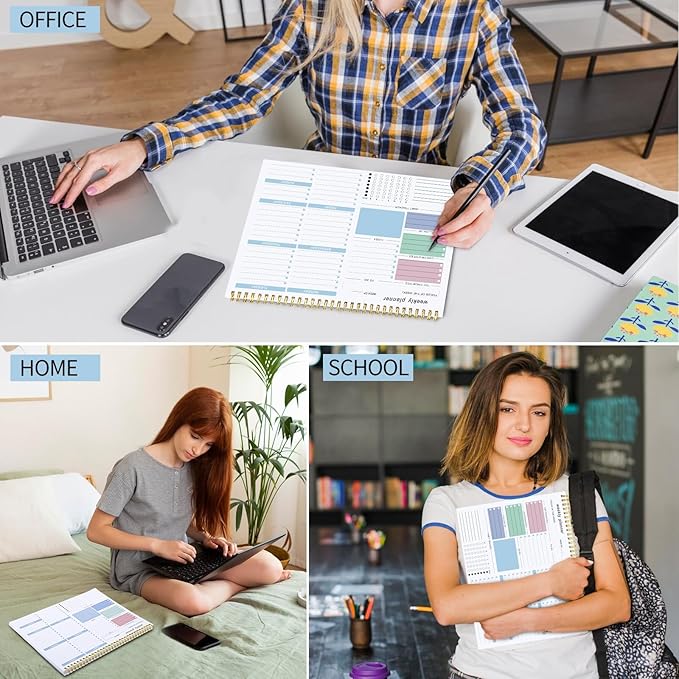 Weekly To Do List Notepad, 8.5''x11'' Weekly Desk Planner with 52 Tear Off Sheets Undated Weekly Planner Habit Tracker & Productivity Organizer for Home and Work, Blue