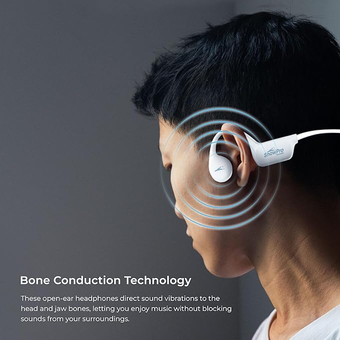 H2O Audio Snow PRO Bone Conduction Bluetooth Open Ear Headset with MP3 Player - Waterproof Multi-Sport Headphones for Skiing, Snowboarding, Cross Country Skiing - White