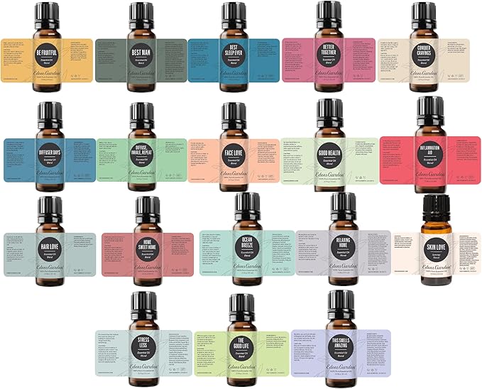 Edens Garden Top Essential Oil Blends Sampler 18 Set – 100% Pure Therapeutic Grade, Natural, Undiluted Aromatherapy Scents for Diffusers & Humidifiers – Wellness Gift for Men & Women, .92 ml/ 18 Pack