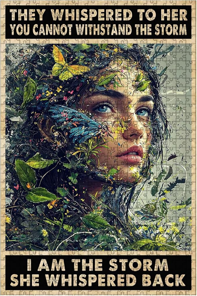1000 Piece Wooden Jigsaw Puzzle Inspirational Quote I Am The Storm Adults Kids Family Quiet Play Therapy Challenging Anxiety Relief Home Art Decor & Time Killing Focus Tool Gifts 29.5x19.7 Inch