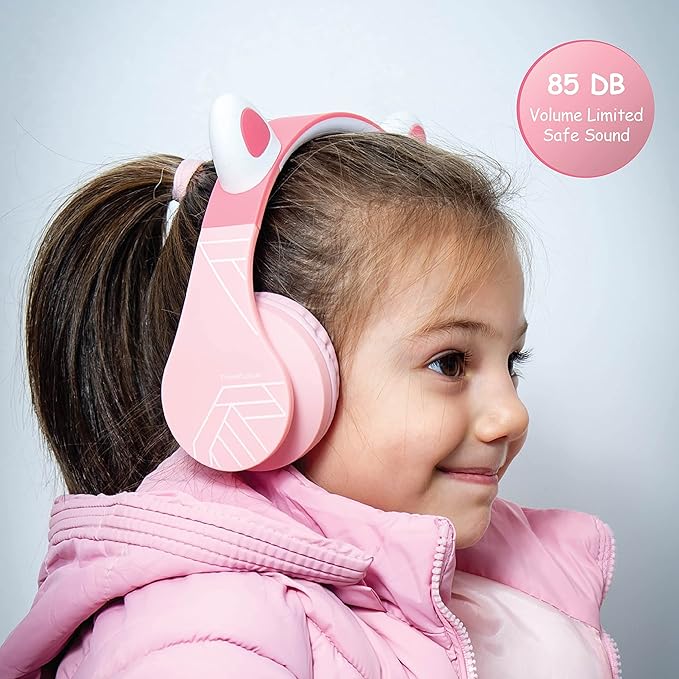 PowerLocus Bluetooth Headphones for Kids, Wireless Foldable Headphones Over Ear, Headphone with Microphone, 85DB Volume Limit, Wireless and Wired Headset with Micro SD, FM for Cellphones, Tablets, PC
