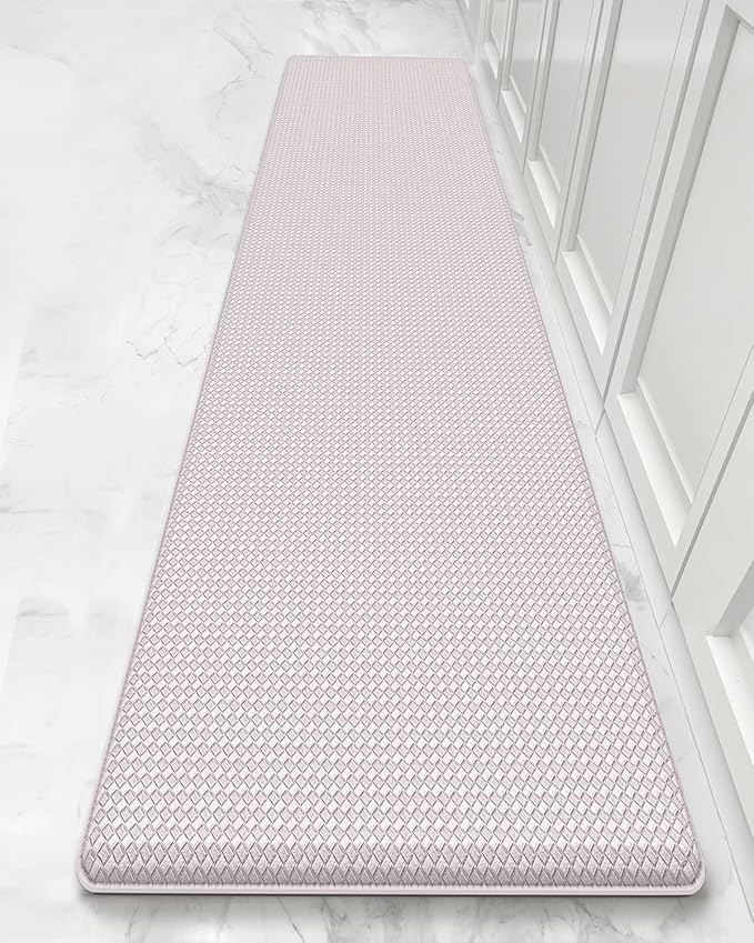 Color&Geometry Anti Fatigue Cushion Kitchen Mat for Floor -17"x79",Long,Easy Clean, Water & Oil Proof, Anti Slip, Foam Rubber Runner Rug for Front Sink Comfort Standing,Floral White