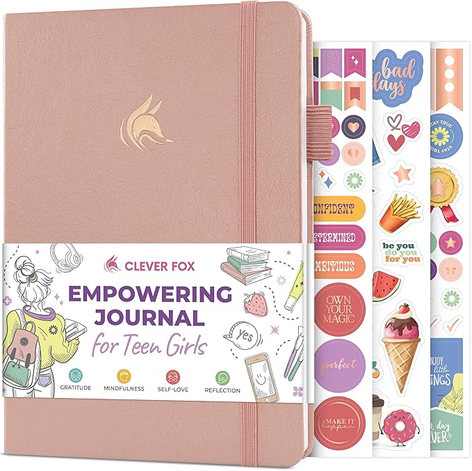 Clever Fox Empowering Journal for Teen Girls – Guided Self-Love Diary with Prompts – Gratitude & Manifestation Notebook, Teenage Gifts (Rose Gold)
