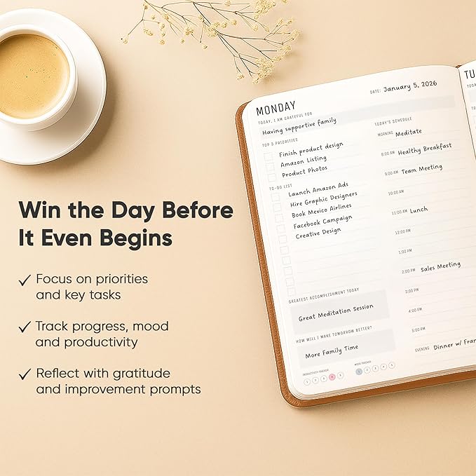 Daily Planner 2025 (5" x 8") Brown