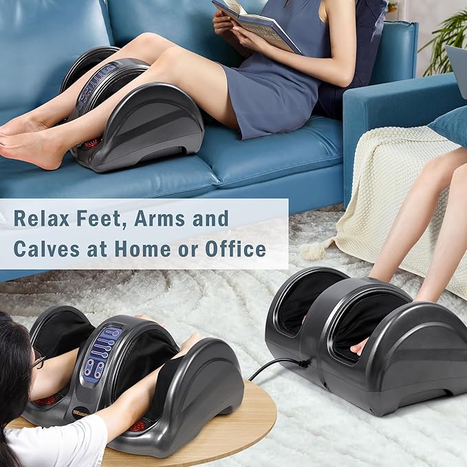 H&B Luxuries Shiatsu Foot Massager Machine with Remote Controller, Kneading and Rolling Home Massagers for Feet, Ankle, Calf, Leg, Gift for Men, Women, Father, Mom Parents and The Elderly, Gray