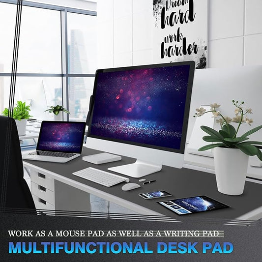 K KNODEL Large Office Leather Desk Mat, Mouse and Keyboard Pad, Computer and Laptop Mat, Desktop Protector and Cover, Writing Pad and Blotter (47.2"x23.6", Dark Gray)