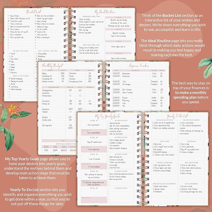 PLANBERRY Weekly Planner Premium – Undated Life Organizer & Budget Planner – Time Management, Goal Setting, To-Do List, Work-Life Balance & Habit Tracker – 6.9″ x 8.5″ (African Terracotta)