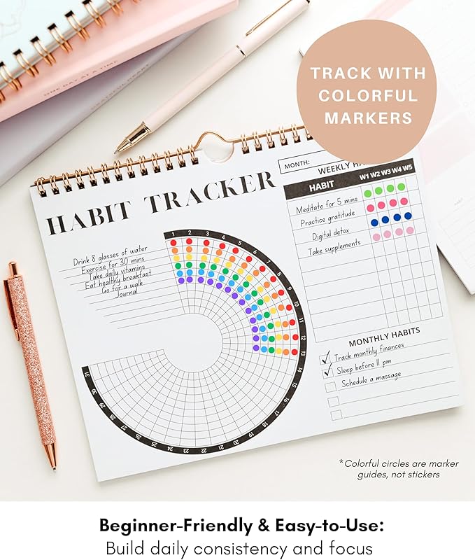 Lamare Habit Tracker Calendar – Premium Daily Habit Tracker Journal and Goal Board, Workout Motivation & Productivity Tool