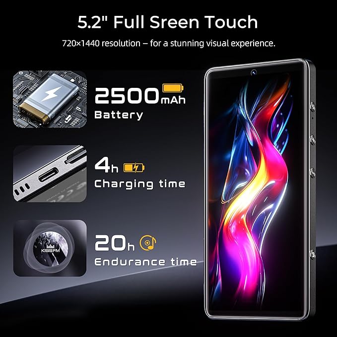 G7 Pro MP3 Player with Dual Cameras, Android 13, 3GB RAM+32GB ROM, Bluetooth 5.0, WiFi, 5.2" Touchscreen, Spotify, MP4 Music Player with Speaker, YouTube, Audible, 160GB Expandable