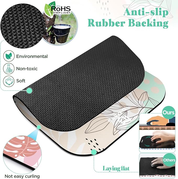 Gimars Large Smooth Superfine Fibre Memory Foam Ergonomic Mouse Pad Wrist Rest Support Mousepad with Nonslip Base for Laptop, Computer, Gaming & Office,Free Coaster Include-Morandi Beige