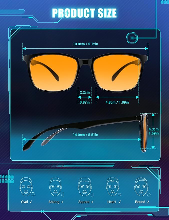 TIJN Sleep Glasses for 99.9% Blue Green Light Blocking for Women Men Dual AR Coating Red Lens for Computer Gaming, TR90