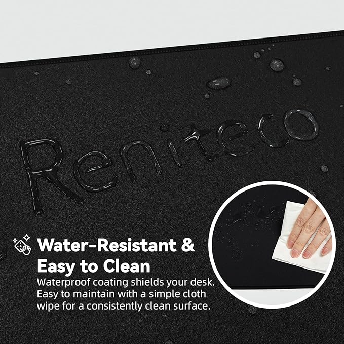 Waterproof Large Gaming Mouse Pad with Durable Stitched Edges, Non-Slip Rubber Base, Grainy Jacquard Mouse Mat Desk Pad for Home Office Gaming, 27.5"*11.8"*0.12", Black