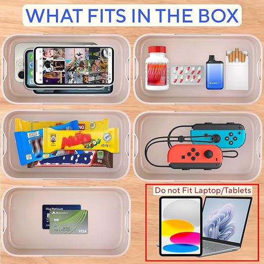 Timed Lock Box - Unplug from Cell Phones, Video Games, Socials, Snacks, Distractions - Simple or Timer Lock Mode - 30 Days Max Timer - Be More Present, Productive & Focused - Habit Control