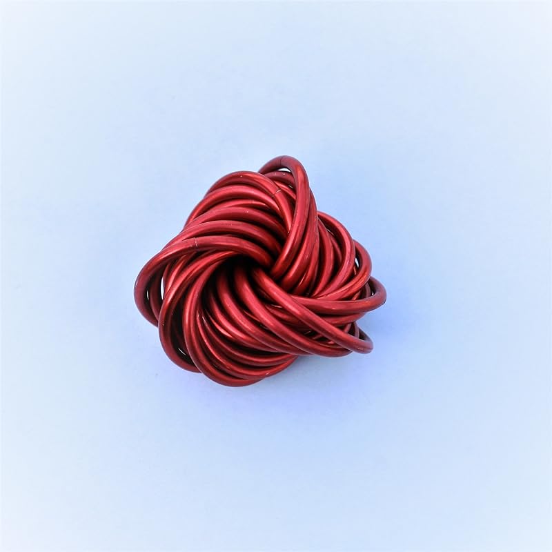 Möbii Fidget Ball (Solid Color): Quiet Mobius ADHD Anxiety Stim Stress Relief Toy Tool for Home Travel Office or Desk (Medium, Full, Ruby)