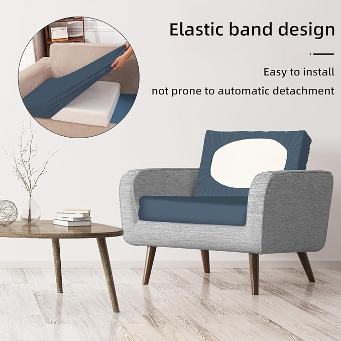 8Pcs Stretch Patio Cushion Covers,Outdoor Couch Covers Replacement,Outdoor Couch & Sofa Slipcovers,for Patio Furniture Cushion Covers,Washable Reusable Furniture Protector (Grey Blue,Cover Only)