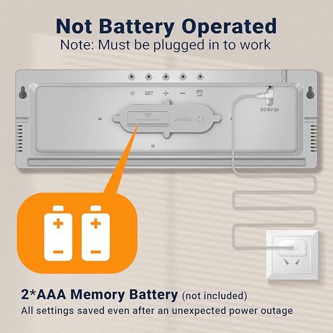 16.5" Large Digital Wall Clock: 11 RGB Colors Wall Mount Decor Clock for Living Room Bedroom Office Classroom, House Warming Gifts New Home Decor, Birthday Gifts for Men Women Gray