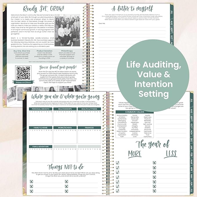 bloom daily planners HARDCOVER 2025-2026 (8.5" x 11") Academic Year Day Planner (July 2025 - July 2026) - Task Goal Organizer - Monthly & Weekly Inspirational Agenda Book - Emerald Paint Strokes
