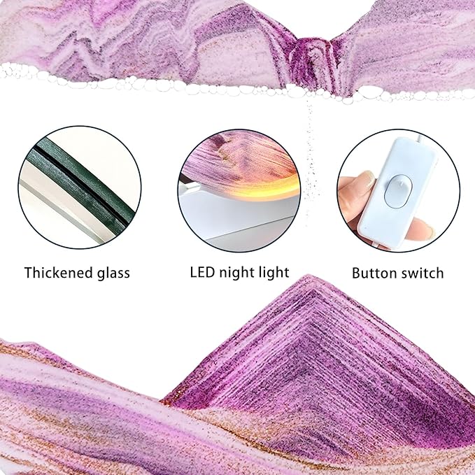 Aoderun 12" Moving Sand Art Liquid Motion with Light 3 Color Changing Moving Sand Art Picture Round Glass 3D Deep Sea Sand Art Sandscapes for Adult Relaxing Toys Desktop Home Office(Pink)