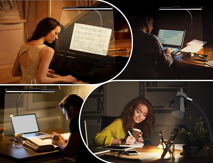 litren Clip On Desk Lamps for Office Home Desk Lights with Clamp with 3 Light Modes,10 Brightness 10W USB Adapter Adjustable LED Clamp Light for Computer Desktop Workbench Monitor Lamp