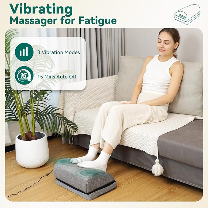 Snailax Heated Foot Rest Under Desk at Work, Ergonomic Footrest with Vibrating Massage and Adjustable Height, Foot Warmer, 3 Vibration Modes & 2 Heating Levels,Memory Foam,Office Home Gaming