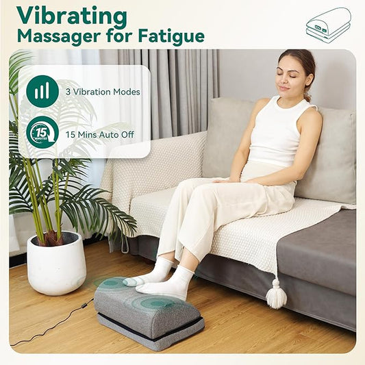 Snailax Heated Foot Rest Under Desk at Work, Ergonomic Footrest with Vibrating Massage and Adjustable Height, Foot Warmer, 3 Vibration Modes & 2 Heating Levels,Memory Foam,Office Home Gaming