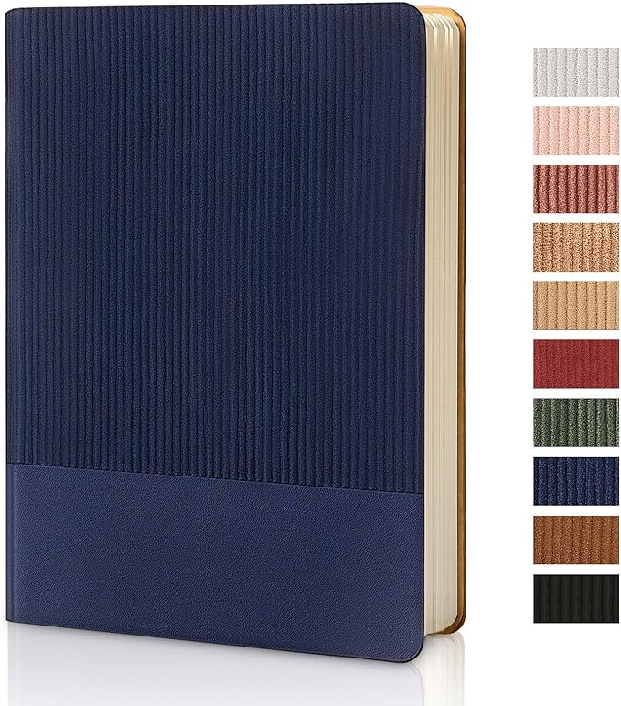 Lined Journal Notebook for Work College Ruled Note Book 5.79"x8.27" A5 PU Leather Daily Journaling 216 Pages for Women Men Writing Home School Supplies Business (A5 Lined 216pages, 04-Dark Blue)