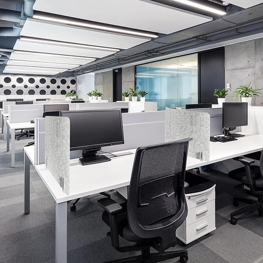 Desk Privacy Panel, 4 Pcs Felt Divider for Office or Classroom Gray Stone Texture, Noise Reduction, Easy Assembly, Ideal for Students and Professionals