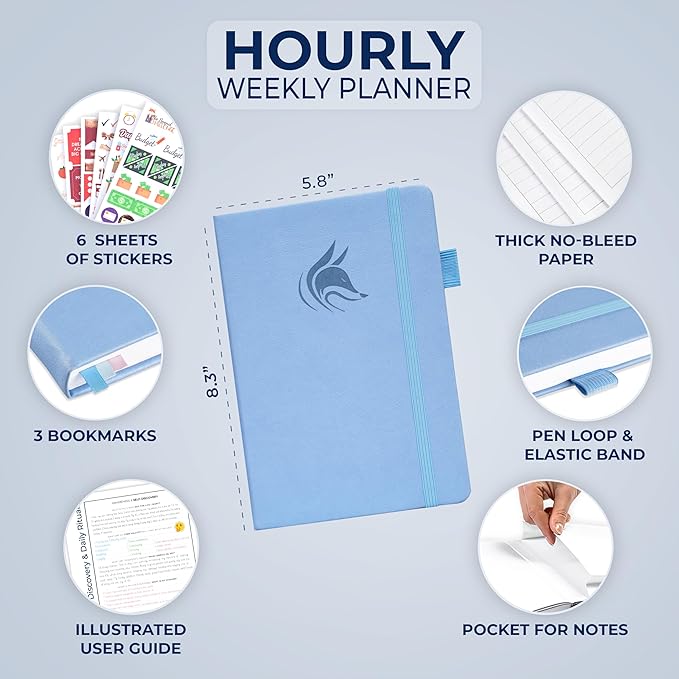 Clever Fox Planner Schedule – Undated Weekly & Monthly Life Planner with Time Slots, Appointment Book & Daily Organizer, A5 (Periwinkle)