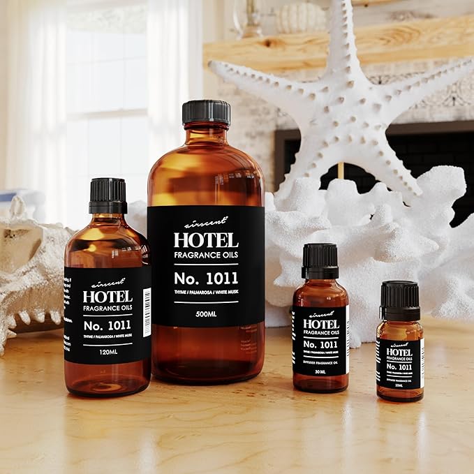 AirScent Hotel Diffuser Oil No. 1011 Inspired by The Beach Villas Hotel Scent - Premium Fragrance Oil for Ultrasonic and Waterless Diffusers and Crafting - 10 mL, .34 fl oz Glass Bottle