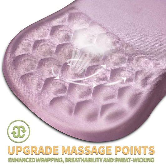 Ergonomic Wrist Rest Mouse Pad, Massage Design for Carpal Tunnel Pain Relief, Non-Slip Memory Foam, Pink