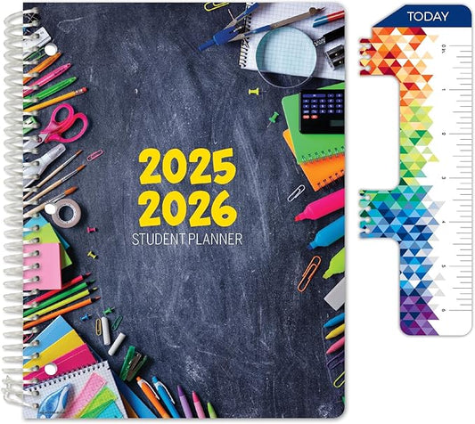 Global Datebooks 2025-2026 Elementary Student Planner 8.5x11 - Dated Weekly & Monthly Academic Planner (Large) with Ruler/Bookmark & Stickers, Ideal for Homework, Block Style, School Supplies