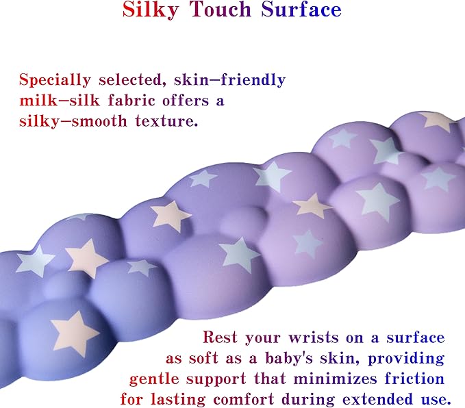 Cloud Wrist Rest Set for Keyboard and Mouse, Includes Cute Coaster, with Computers and Laptops (Gradient Purple Colorful Star Set)
