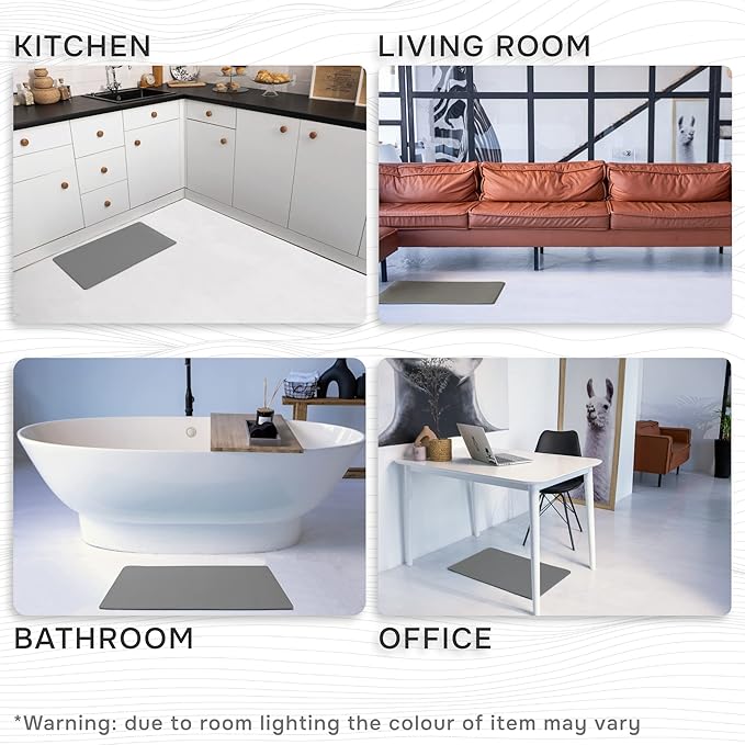 Anti-Fatigue Kitchen Mat – Memory Foam Cushioned Mats for Standing – Zinc Gray, 18×30 in, 0.47 in Thick, Waterproof, Non-Slip – Homergy