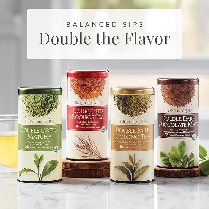 The Republic of Tea – Organic Double Dark Chocolate Maté, Naturally Caffeinated Yerba Maté, Steeps 36 Cups