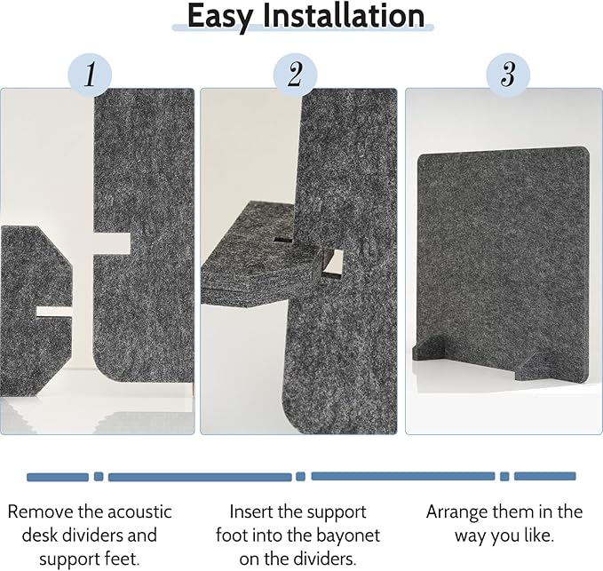 4 Pack Acoustic Desk Dividers - 24" x 20" Freestanding Privacy Panels Set with Noise - Reducing Design Cubicle Sound Proof, Ideal for Office, Classroom, and Home (Dark Gray)