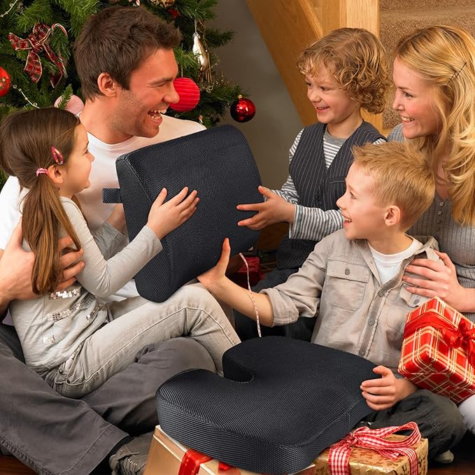 Seat Cushion & Lumbar Support Pillow for Office Chair, Car, Wheelchair Memory Foam Desk Chair Cushion for Sciatica, Lower Back & Tailbone Pain Relief Desk Pad with Adjustable Strap 3D Washable Cover