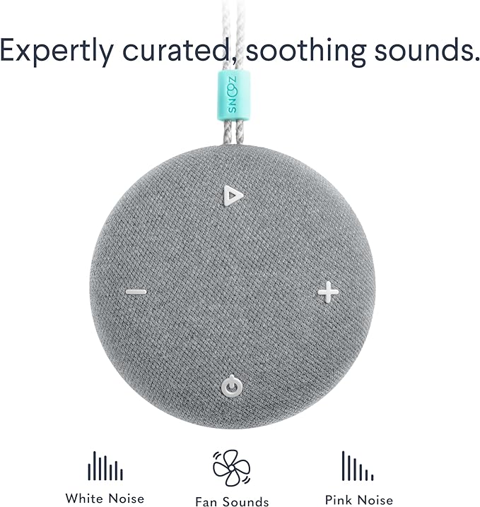SNOOZ Go - Portable Travel Sound Machine, 6 Sounds, Fan, Pink & White Noise, Rechargeable Bluetooth Speaker, Sleep Aid for Adults, Kids, Office Privacy, Sleeping Essential for Gift Registry - Charcoal