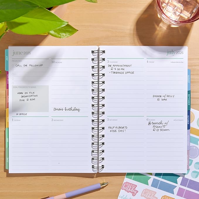 Inspired by Erin Condren A5 Undated Weekly & Daily Planner – 12-Month Spiral Agenda, Non-Dated Monthly Planner with Stickers, Spectrum Design (January 2025 - December 2025)