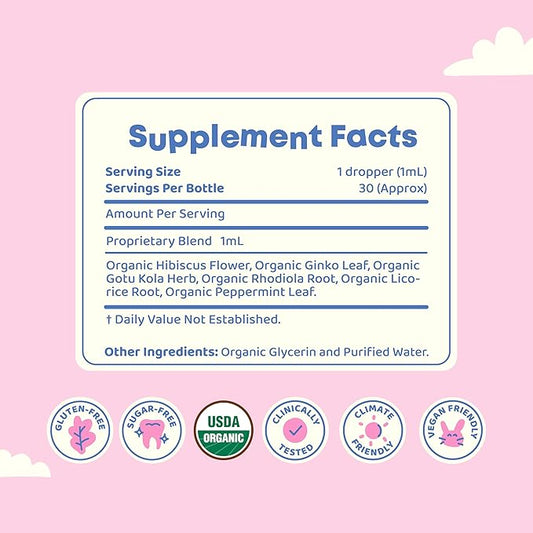 JoySpring Genius Drops for Kids | Clinically Proven Focus Supplement | Liquid Herbal Focus Supplement with Ginkgo Biloba for Kids (1 fl oz) 30 Servings