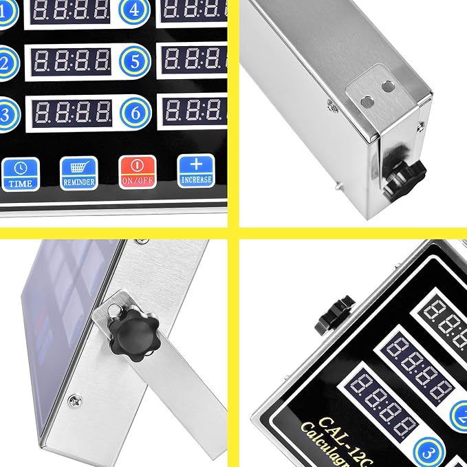 12 Channels Digital Kitchen Timers Commercial Cooking Timer,Stainless Steel Calculagraph Timer Restaurant Timer with Loud Alarm Burger Cooking Reminder