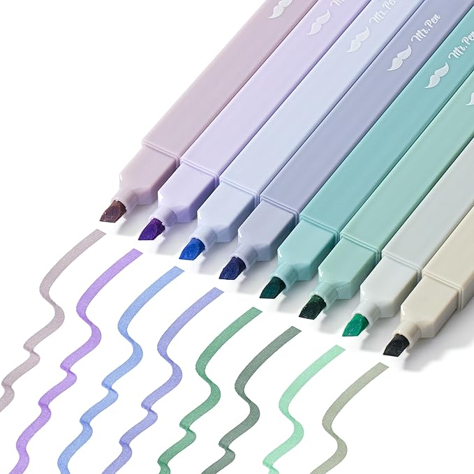 Mr. Pen- Aesthetic Highlighters, 8 pcs, Chisel Tip, Pastel Colors, Cute Highlighters Assorted Colors, Back to School Supplies